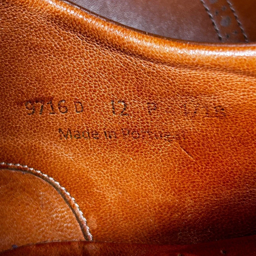 Wolf & Shepherd Men's Senna Oxford Size 12 Wingtip Broque Maple Honey Dress Shoe